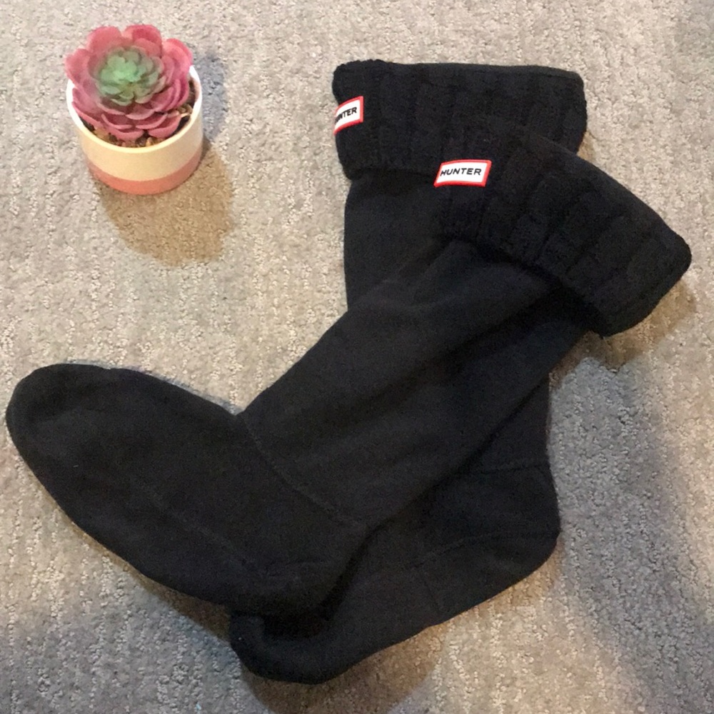 Hunter Six-Stitch Knit Boot Socks in Black